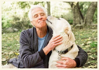 The bond of love between senior and dog like friends at independent living of freedom